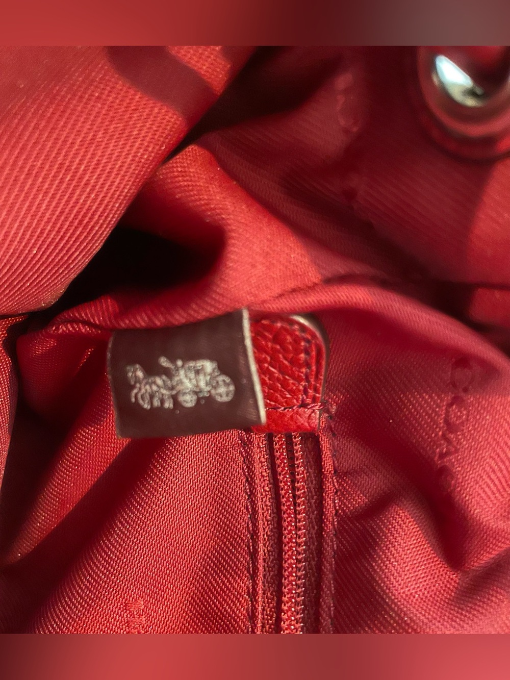 Coach EUC Red Pebble Leather Turnlock Backpack with stud pocket detail. ♥️ - Picture 13 of 16